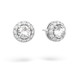 White Topaz Diamond Halo 14K White Gold earrings E5370