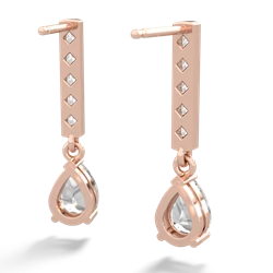 White Topaz Art Deco Diamond Drop 14K Rose Gold earrings E5324