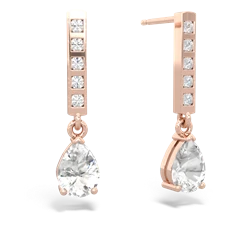 White Topaz Art Deco Diamond Drop 14K Rose Gold earrings E5324