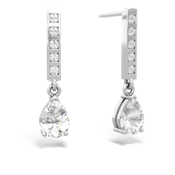 White Topaz Art Deco Diamond Drop 14K White Gold earrings E5324