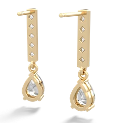 White Topaz Art Deco Diamond Drop 14K Yellow Gold earrings E5324