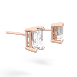 White Topaz 6X4mm Emerald-Cut Stud 14K Rose Gold earrings E1855