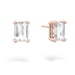 White Topaz 7X5mm Emerald-Cut Stud 14K Rose Gold earrings E1856