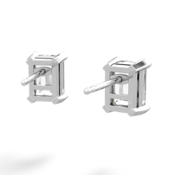 White Topaz 7X5mm Emerald-Cut Stud 14K White Gold earrings E1856