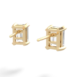 White Topaz 7X5mm Emerald-Cut Stud 14K Yellow Gold earrings E1856