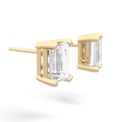 White Topaz 7X5mm Emerald-Cut Stud 14K Yellow Gold earrings E1856