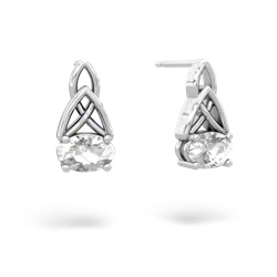 White Topaz Celtic Trinity Knot 14K White Gold earrings E2389