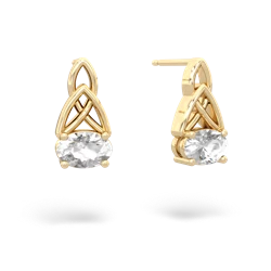 White Topaz Celtic Trinity Knot 14K Yellow Gold earrings E2389