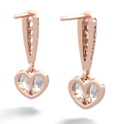 White Topaz Filligree Heart 14K Rose Gold earrings E5070