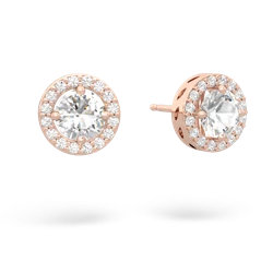 White Topaz Halo 14K Rose Gold earrings E5320