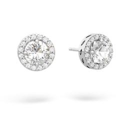 White Topaz Halo 14K White Gold earrings E5320