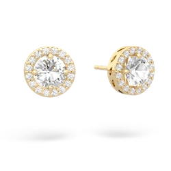 White Topaz Halo 14K Yellow Gold earrings E5320