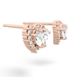 White Topaz Halo 14K Rose Gold earrings E7008