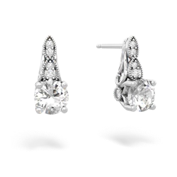 White Topaz Antique Elegance 14K White Gold earrings E3100