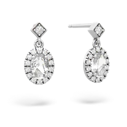 White Topaz Antique-Style Halo 14K White Gold earrings E5720