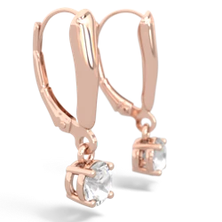 White Topaz 5Mm Round Lever Back 14K Rose Gold earrings E2785