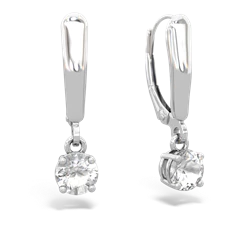 White Topaz 5Mm Round Lever Back 14K White Gold earrings E2785