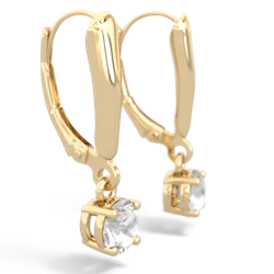 White Topaz 5Mm Round Lever Back 14K Yellow Gold earrings E2785