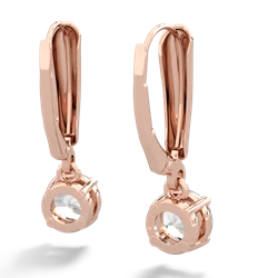 White Topaz 6Mm  Round Lever Back 14K Rose Gold earrings E2786