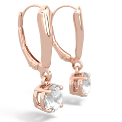 White Topaz 6Mm  Round Lever Back 14K Rose Gold earrings E2786