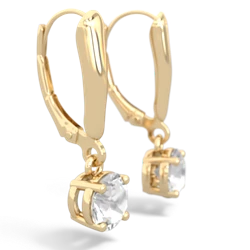 White Topaz 6Mm  Round Lever Back 14K Yellow Gold earrings E2786