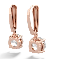 White Topaz 8Mm  Round Lever Back 14K Rose Gold earrings E2788