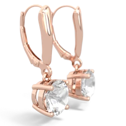 White Topaz 8Mm  Round Lever Back 14K Rose Gold earrings E2788