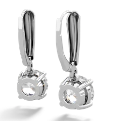 White Topaz 8Mm  Round Lever Back 14K White Gold earrings E2788