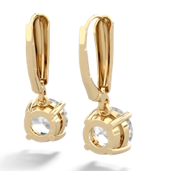 White Topaz 8Mm  Round Lever Back 14K Yellow Gold earrings E2788