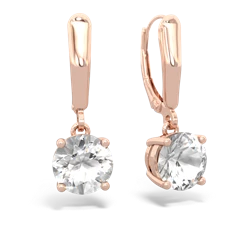 White Topaz 8Mm Round Lever Back 14K Rose Gold earrings E2788