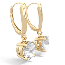 White Topaz 8Mm Round Lever Back 14K Yellow Gold earrings E2788