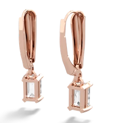 White Topaz 6X4mm Emerald-Cut Lever Back 14K Rose Gold earrings E2855