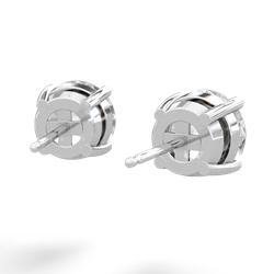 White Topaz 8Mm Round Stud 14K White Gold earrings E1788