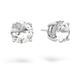 White Topaz 8Mm Round Stud 14K White Gold earrings E1788