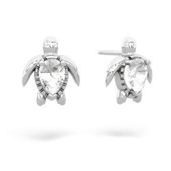 White Topaz Baby Sea Turtle 14K White Gold earrings E5241