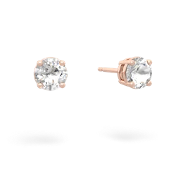 White Topaz 5Mm Round Stud 14K Rose Gold earrings E1785