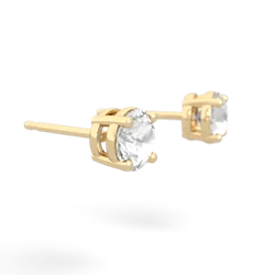 White Topaz 5Mm Round Stud 14K Yellow Gold earrings E1785