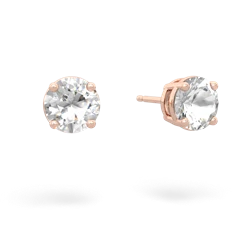 White Topaz 6Mm Round Stud 14K Rose Gold earrings E1786