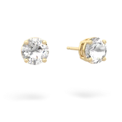 White Topaz 6Mm Round Stud 14K Yellow Gold earrings E1786