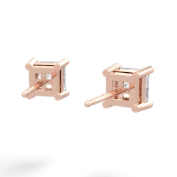 White Topaz 5Mm Princess Cut Stud 14K Rose Gold earrings E1789