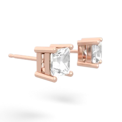 White Topaz 5Mm Princess Cut Stud 14K Rose Gold earrings E1789