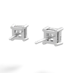 White Topaz 5Mm Princess Cut Stud 14K White Gold earrings E1789