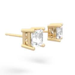 White Topaz 5Mm Princess Cut Stud 14K Yellow Gold earrings E1789