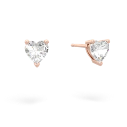 White Topaz 5Mm Heart Stud 14K Rose Gold earrings E1861