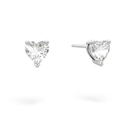 White Topaz 5Mm Heart Stud 14K White Gold earrings E1861