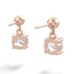 White Topaz Diamond Drop 6Mm Round 14K Rose Gold earrings E1986