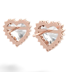 White Topaz Sparkling Halo Heart 14K Rose Gold earrings E0391