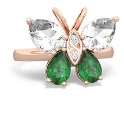 White Topaz Butterfly 14K Rose Gold ring R2215