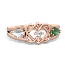 White Topaz Hearts Intertwined 14K Rose Gold ring R5880