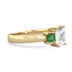 White Topaz Three Stone Emerald-Cut Trellis 14K Yellow Gold ring R4021